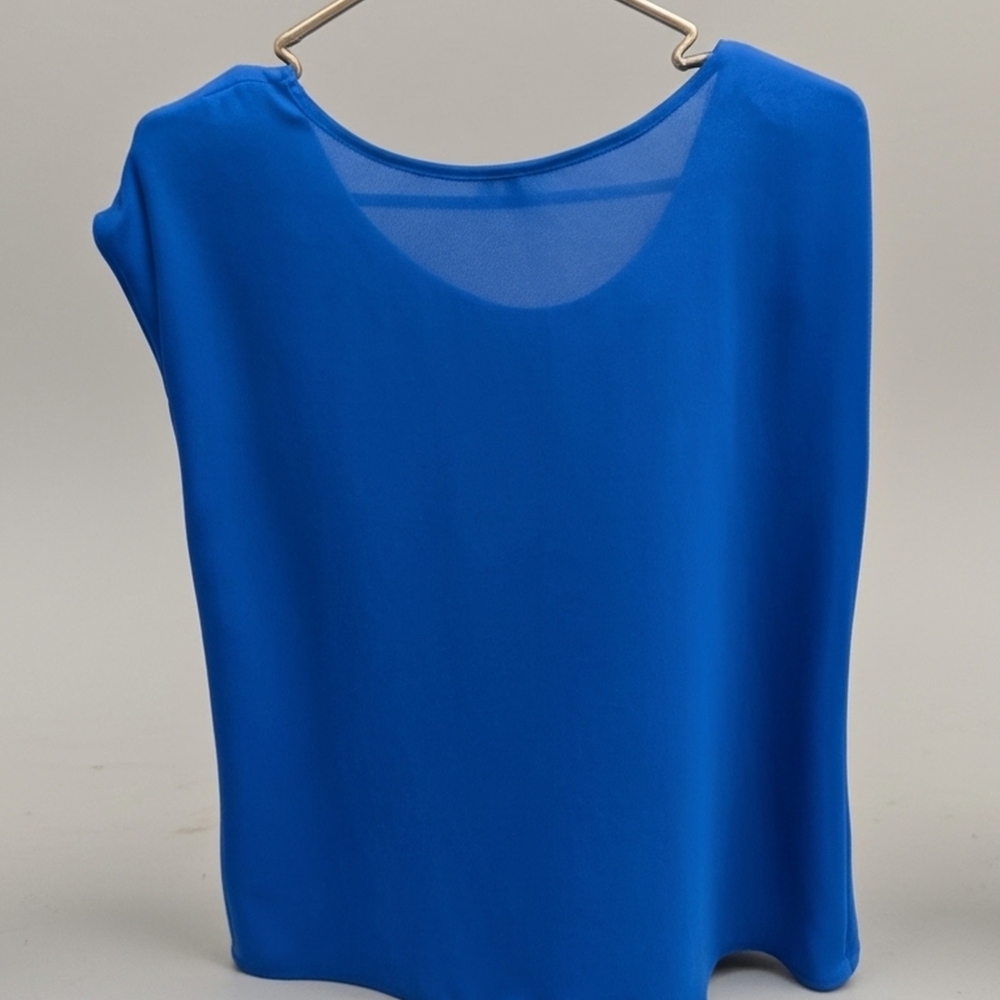 Elegant Royal Blue Chiffon Sleeveless Tank Top